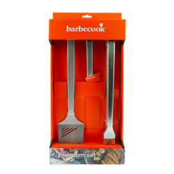 Set premium avec spatule, pince et couteau de chef en acier inoxydable - Barbecook