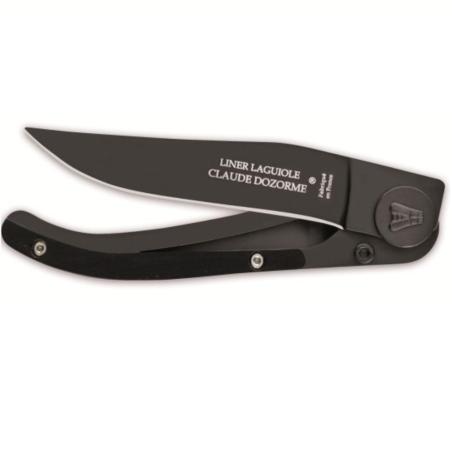 Liner Laguiole lame noire manche noir très grand modèle - Claude Dozorme