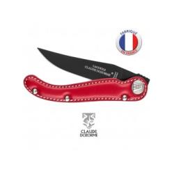 Baroudeur lame noire manche cuir rouge - Claude Dozorme