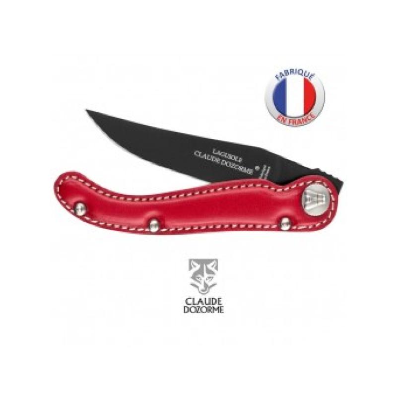 Baroudeur lame noire manche cuir rouge - Claude Dozorme