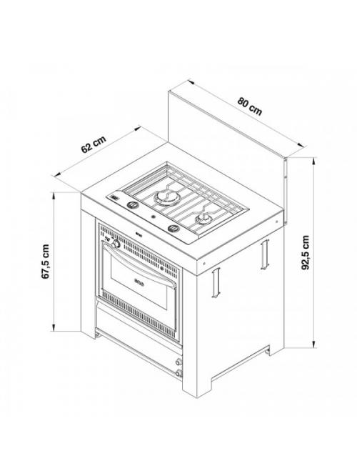 Modulo cuisinière Four et Plaques - Inox et Noir - ENO