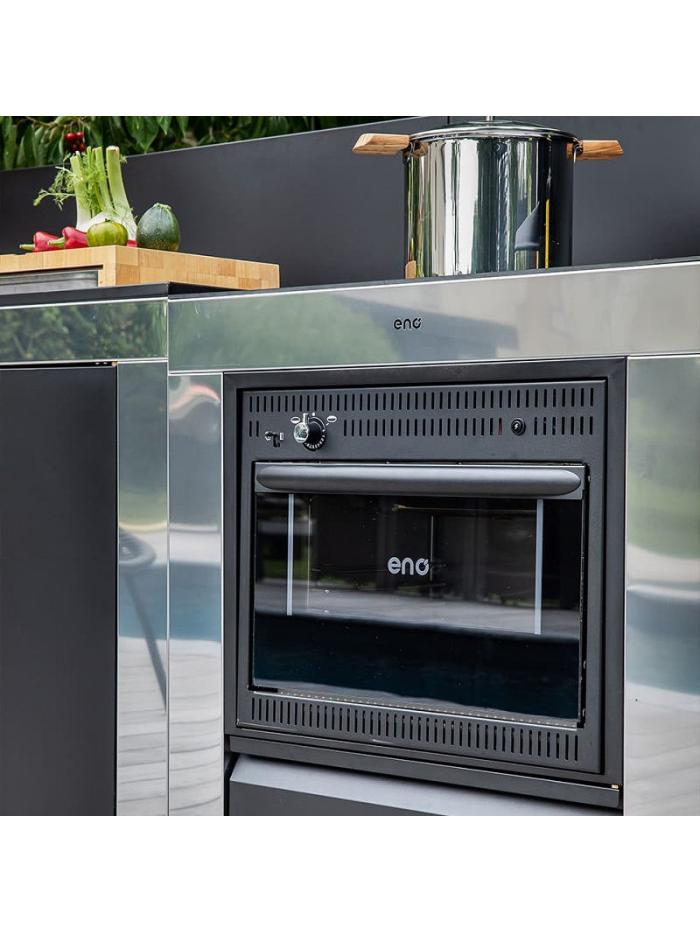 Modulo cuisinière Four et Plaques - Inox et Noir - ENO