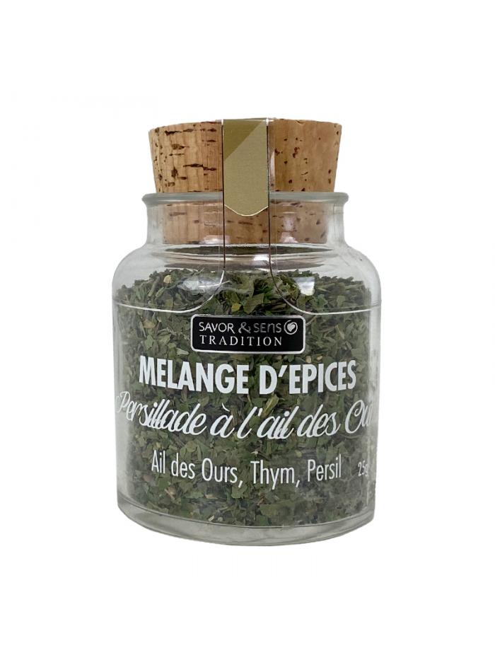 Mélange d'épices façon "Persillade à l'ail des ours" 25g - Savor & Sens Mélange d'épices façon "Persillade à l'ail des ours" 25g - Savor & Sens
