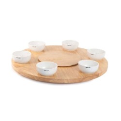 Joya plateau tournant en bois de caoutchouc avec 6 bols Ø48cm - BARBECOOK