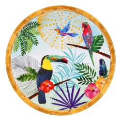 Petite Assiette Plate à dessert en mélamine - 23 cm - Toucans de Rio - Les Jardins dela Comtesse