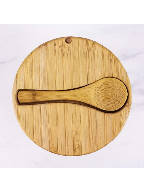 Lot De 2 Boîtes à Sel En Bambou 6 Oz – Couvercle Magnétique Pivotant 360° Avec 6 Cuillères En Bois – Pour Sel, épices, Poivre