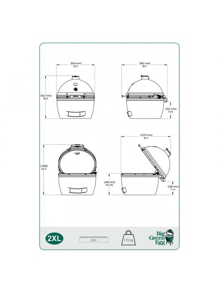 Barbecue charbon Pack 2XL CHARIOT : Egg + Conveggtor - BIG GREEN EGG
