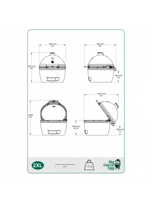 Barbecue charbon Pack 2XL CHARIOT : Egg + Conveggtor - BIG GREEN EGG